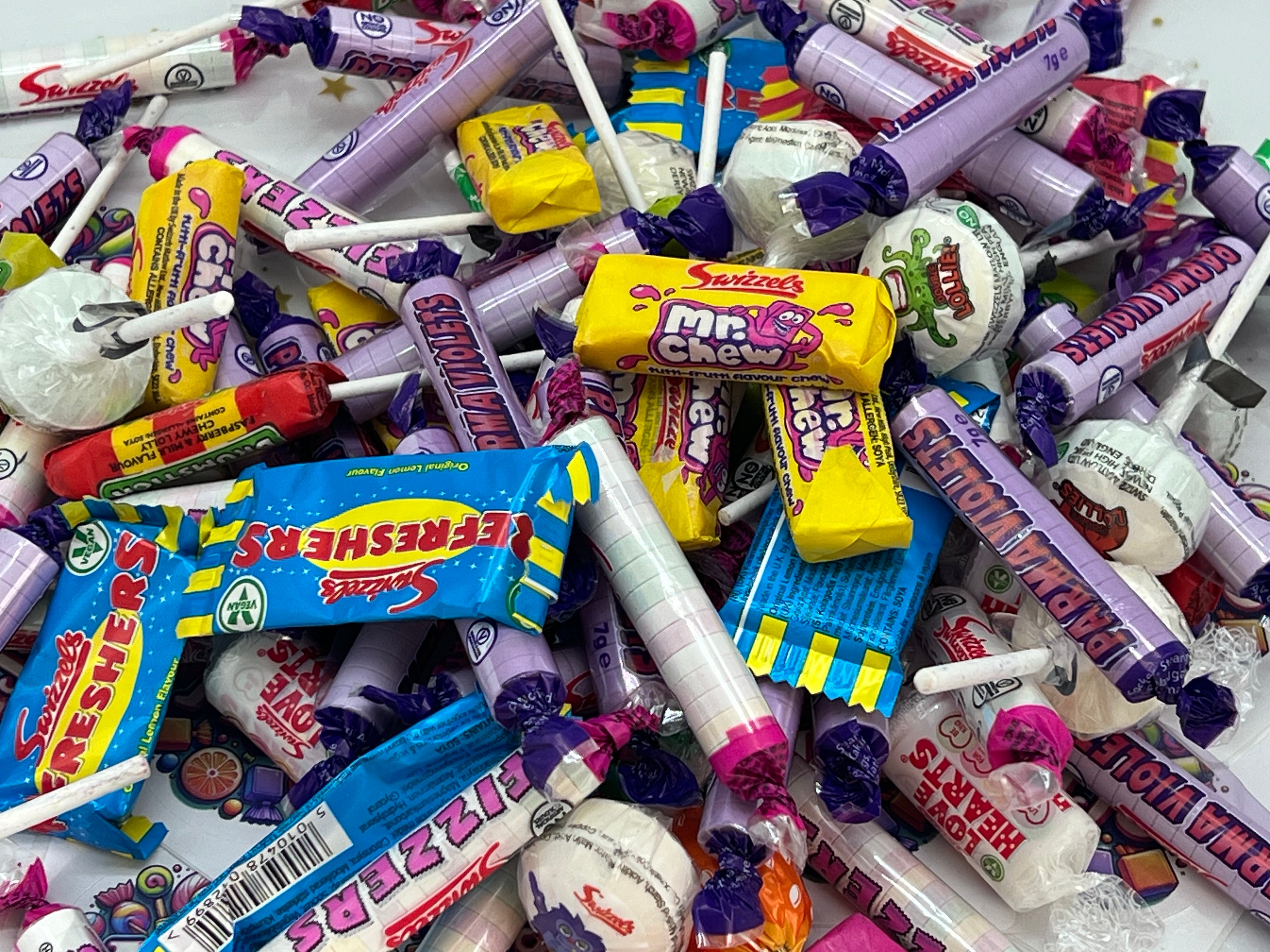 MJ's Swizzles sweet collection love hearts and lollipops